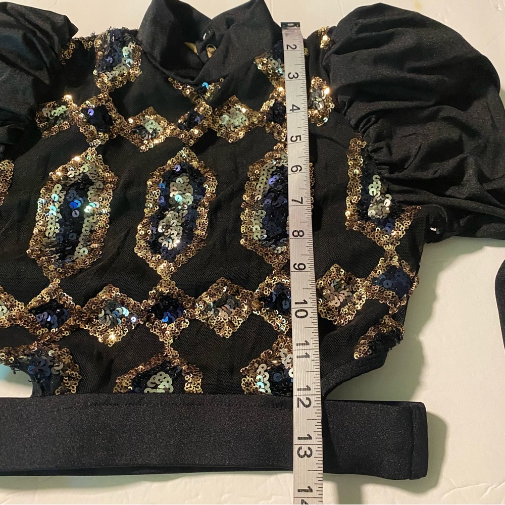 Revolution Black Sequin and Fringe Kids Dance Costume - Picture 5 of 7